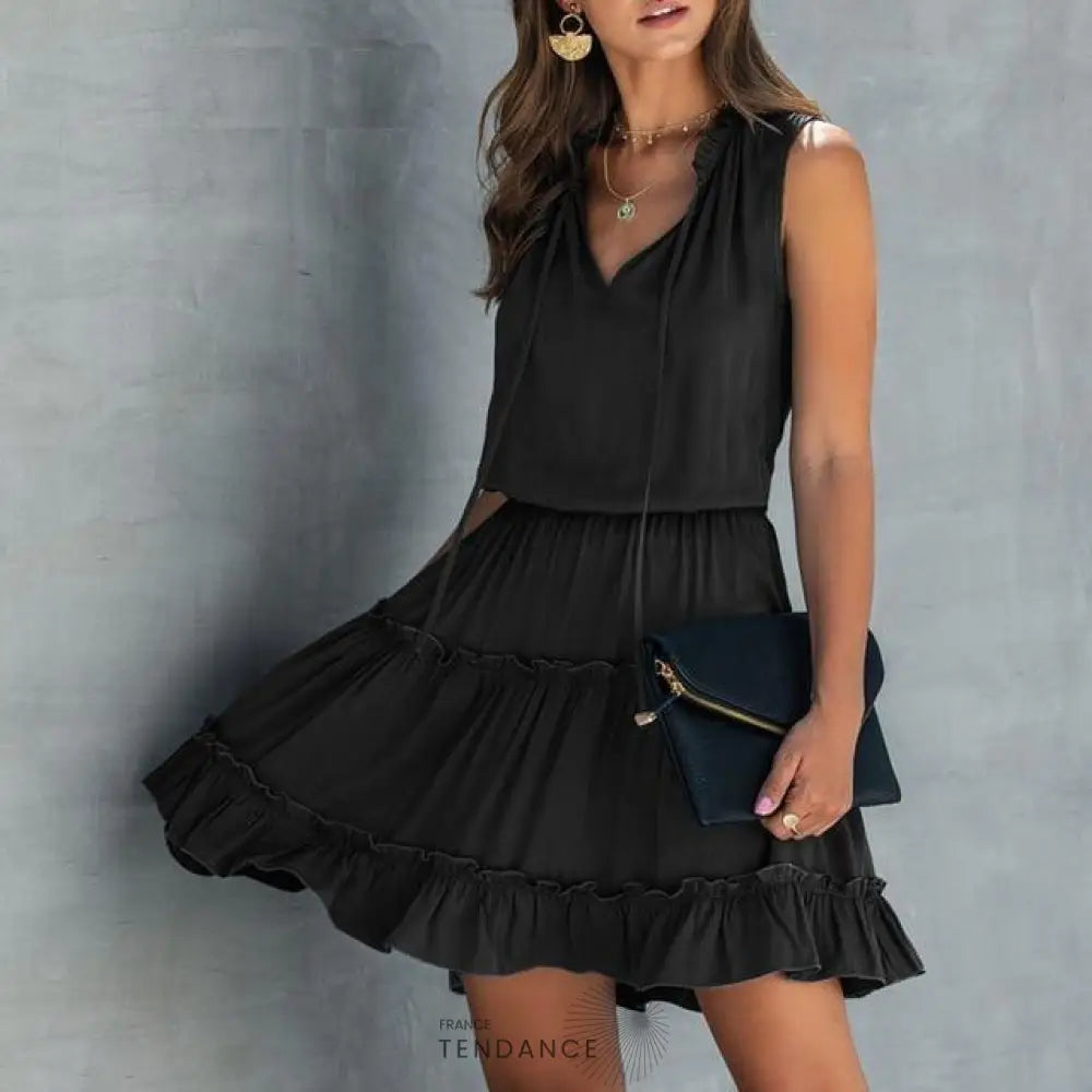 Robe Unie à Volants | France-Tendance