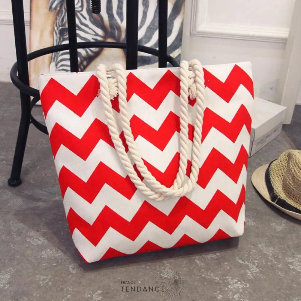Sac De Plage à Rayures Zigzag | France-Tendance