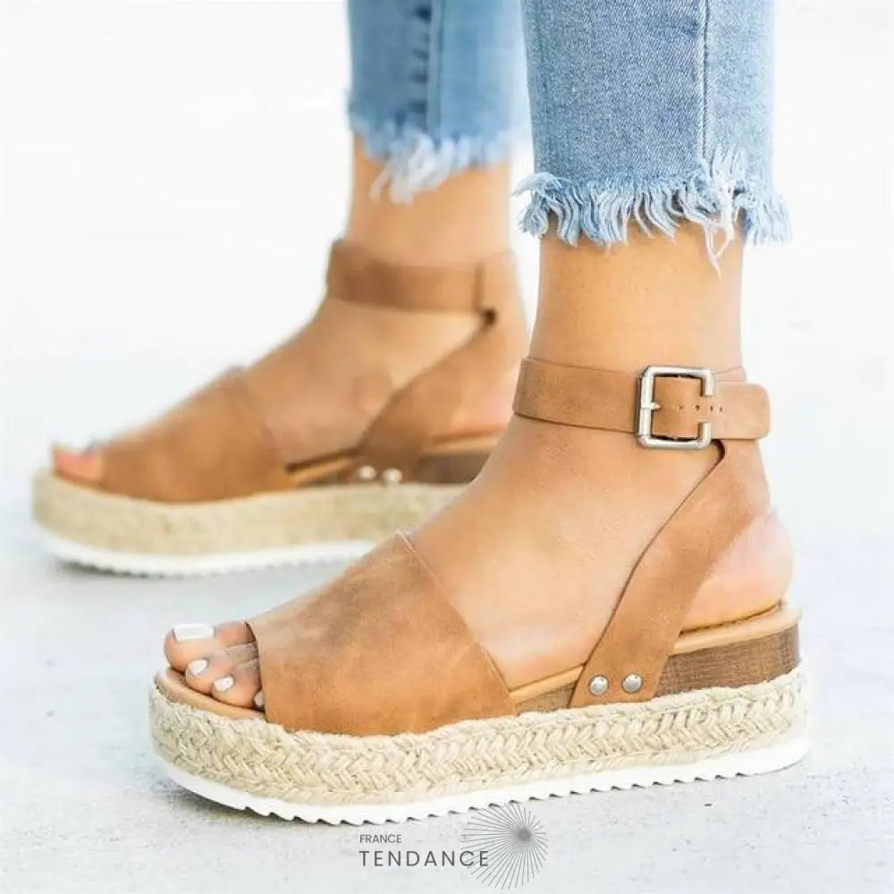 Sandales Plateforme Effet Corde | France-Tendance