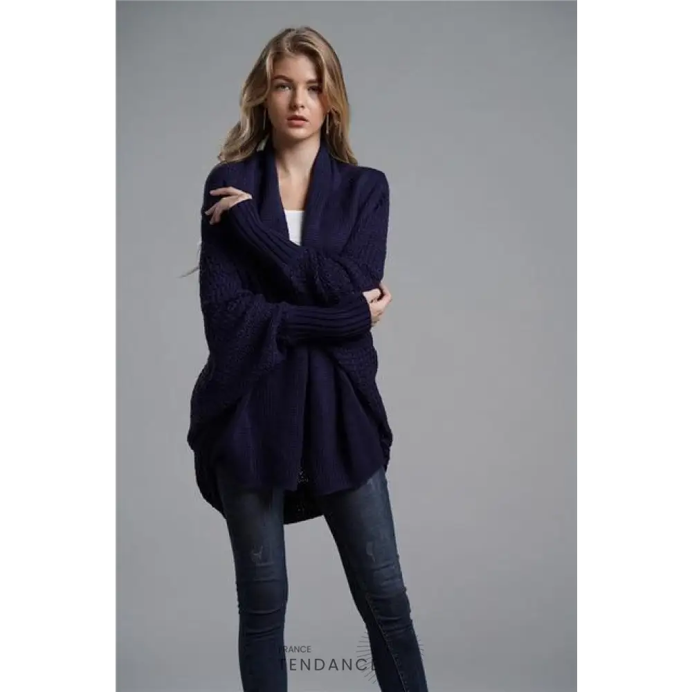 Cardigan Uni à Manches Chauve-souris | France-Tendance