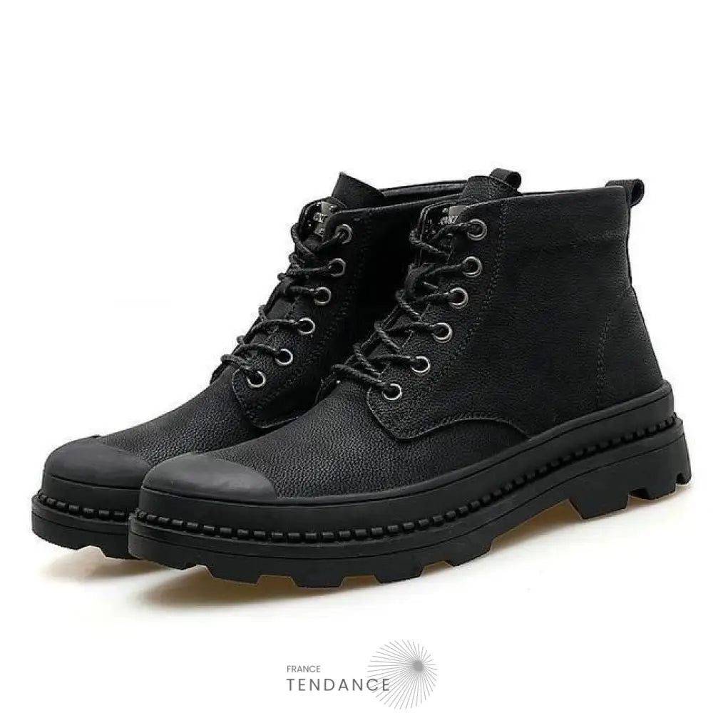 élégantes Bottes Noires En Cuir | France-Tendance