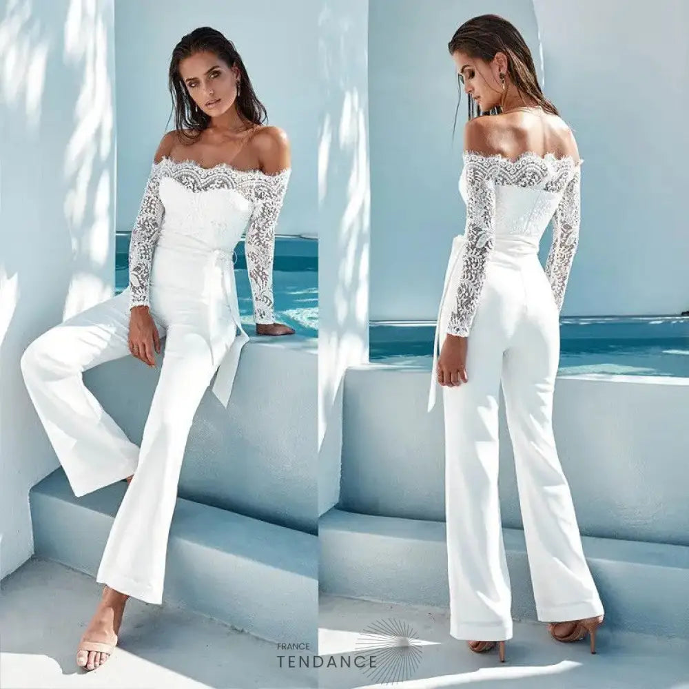 Combinaison élégante en dentelle Blanche / S ENSEMBLE FEMME