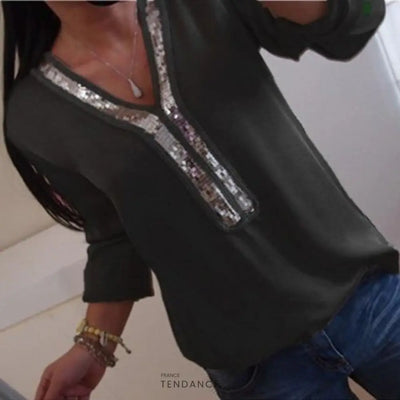 Haut Col En Sequins | France-Tendance