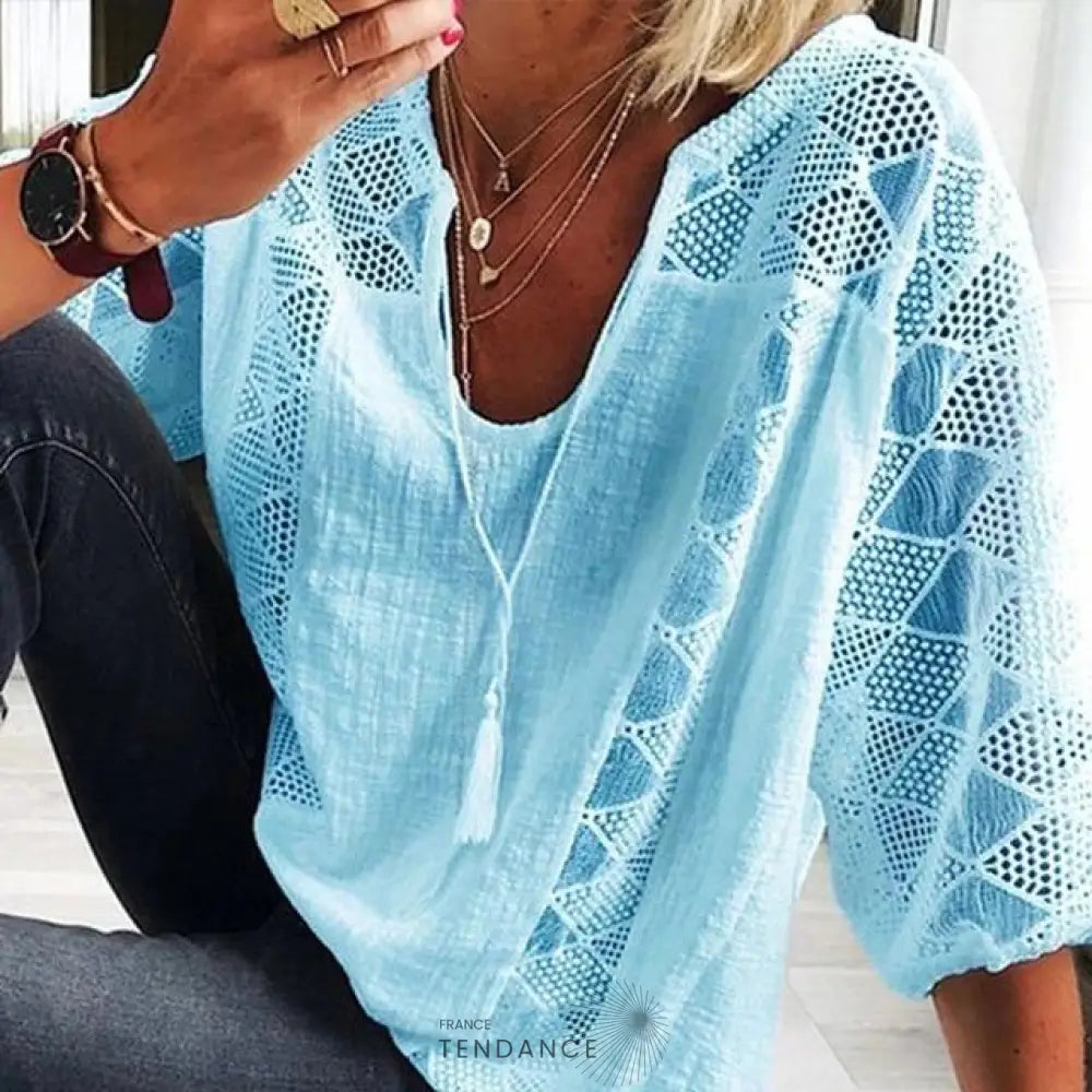 Haut Dentelle à Manches 3/4 | France-Tendance