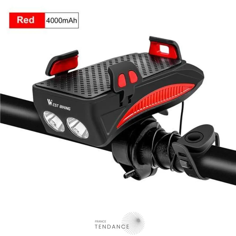 Phare De Vélo 400 Lumens - Support Smartphone - Chargeur Usb