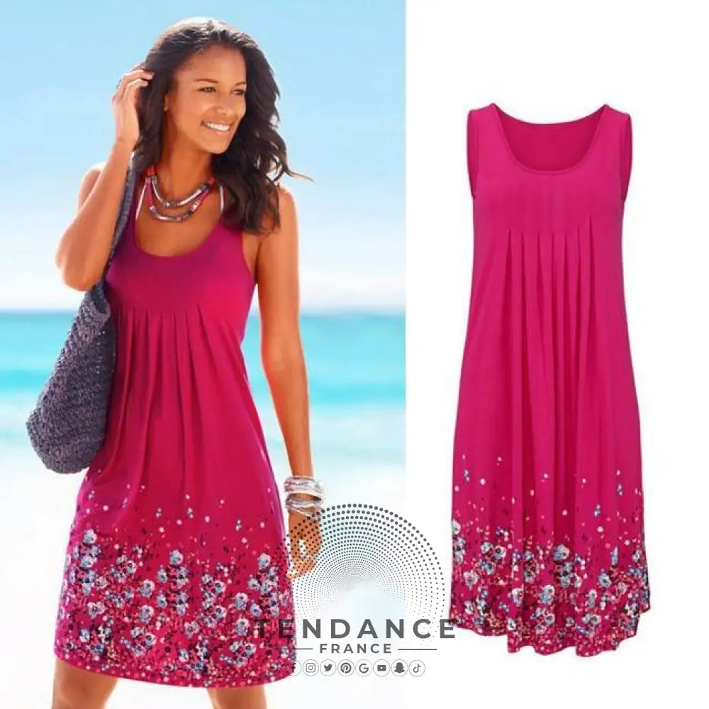 Robe Florale Sans Manches | France-Tendance