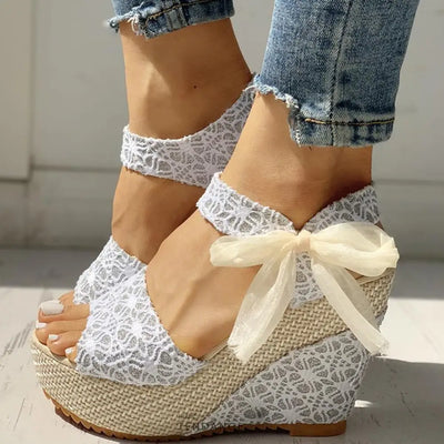 Sandales Compensées ’fleur De Soie’ | Tendance N°1 été 2022